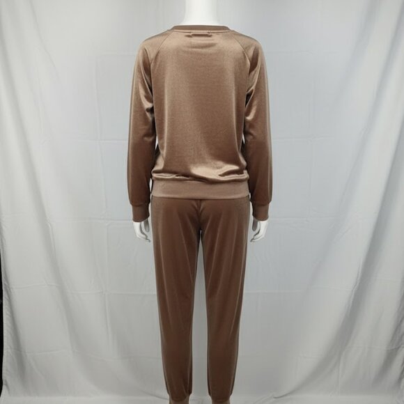 NWT Jenni Intimates Cocoa Velour Shiny Glam Matching Sweatsuit XL - Picture 4 of 15